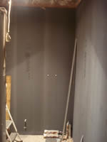 Hoek douche in WEDI plaat